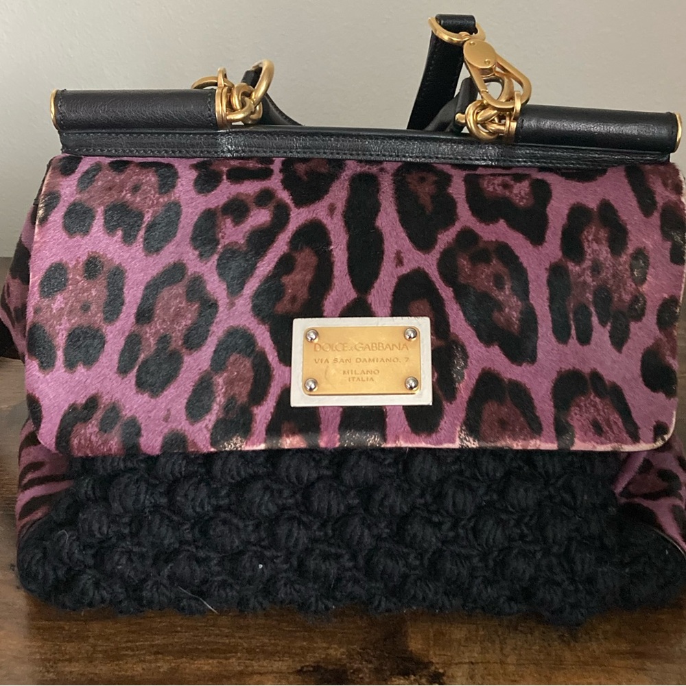 Dolce & Gabbana Purple Leopard Crossbody Purse